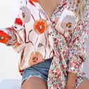 Large Mixed Floral Poppy Pocket Top