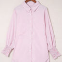 Small Pink Striped Smocked Sleeve Buttoned Shirt