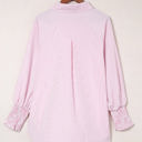 Small Pink Striped Smocked Sleeve Buttoned Shirt