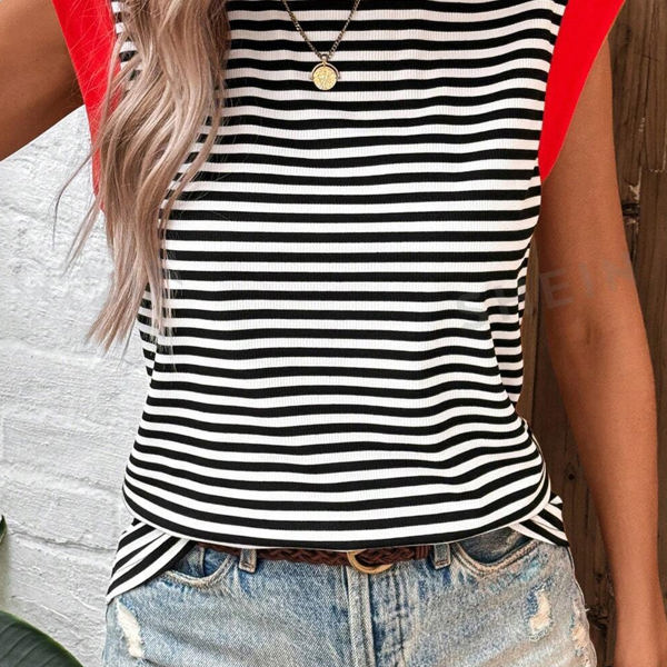 Contrasting Trip Striped Sleeveless Top