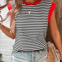  Contrasting Trip Striped Sleeveless Top