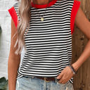  Contrasting Trip Striped Sleeveless Top