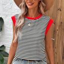  Contrasting Trip Striped Sleeveless Top