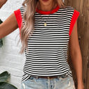  Contrasting Trip Striped Sleeveless Top