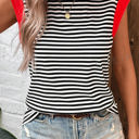 Large Contrasting Trip Striped Sleeveless Top