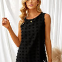 Small Black Sleeveless Dotted Top