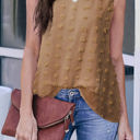 Medium Brown Sleeveless Dotted Top