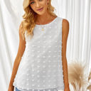 Small White Sleeveless Dotted Top