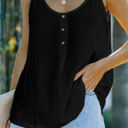 Small Black Textured Button Top