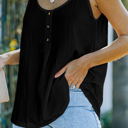 XXL Black Textured Button Top