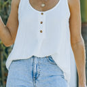 Small White Textured Button Top