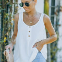 Small White Textured Button Top