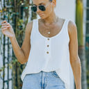 Small White Textured Button Top