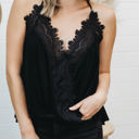 Medium Black So Pretty Cotton Lace Tank