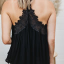 Small Black So Pretty Cotton Lace Tank