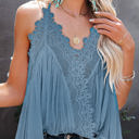 Small Blue So Pretty Cotton Lace Tank