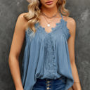 Small Blue So Pretty Cotton Lace Tank