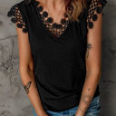 Small Black Crochet Trimmed Ribbed Top