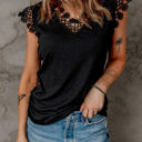 Small Black Crochet Trimmed Ribbed Top