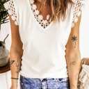 Small White Crochet Trimmed Ribbed Top