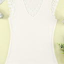 Small White Crochet Trimmed Ribbed Top