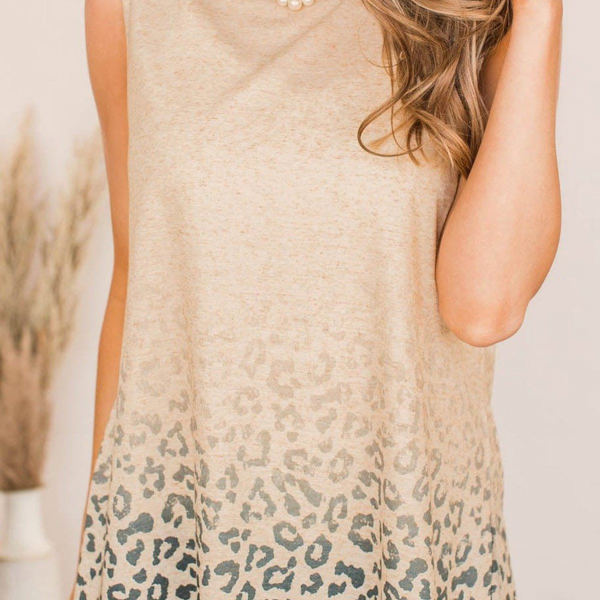 Gradient Leopard Tunic Top