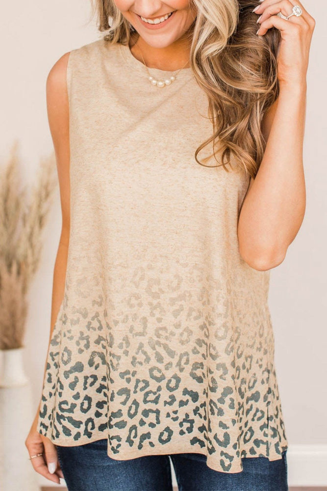 Gradient Leopard Tunic Top