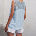 Small Blue Lace Back Sleeveless Top