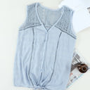 Small Blue Lace Back Sleeveless Top