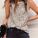  Sleeveless Crew Neck Dotted Top