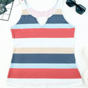  Notched Neck Striped Tank Top