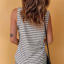 Large White Striped Sleeveless Top