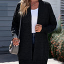 XL Black Textured Long Cardigan