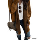 XL Brown Textured Long Cardigan