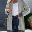 Large Gray Textured Long Cardigan