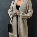 Small Gray Textured Long Cardigan