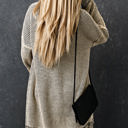 Small Gray Textured Long Cardigan