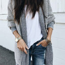 Small Gray Textured Long Cardigan