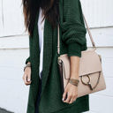 Small Green Textured Long Cardigan