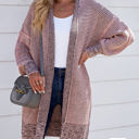 Medium Pink Textured Long Cardigan