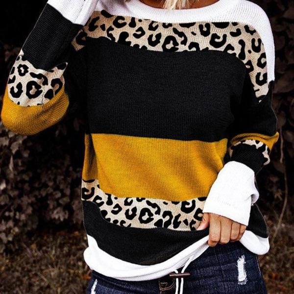 Leopard Colorblock Pullover