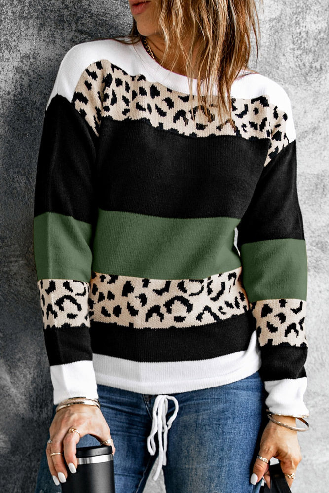 Leopard Colorblock Pullover