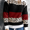  Leopard Colorblock Pullover