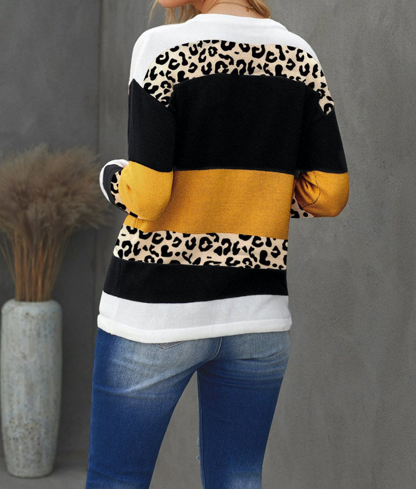 Leopard Colorblock Pullover