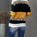  Leopard Colorblock Pullover