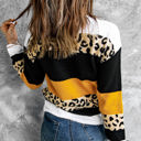  Leopard Colorblock Pullover