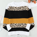  Leopard Colorblock Pullover