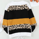  Leopard Colorblock Pullover