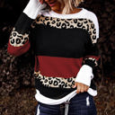  Leopard Colorblock Pullover