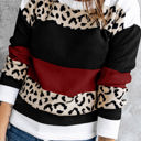  Leopard Colorblock Pullover